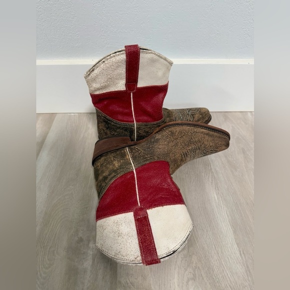 Roper Lady Rebel Women 8.5 Texas Flag Leather Pull On Western Boots - Picture 8 of 11